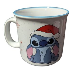 Disney Stitch Christmas Mug 20 Oz Holidays Blue Snowflakes
